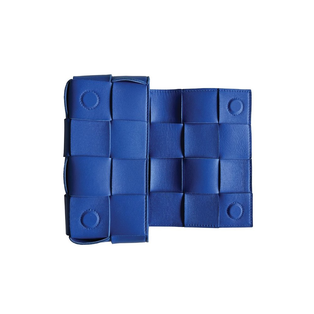 Bottega Veneta Blue Leather Intrecciato Cassette Belt Bag